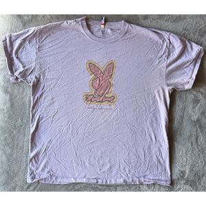 Playboy Bunny Logo Graphic T-Shirt Purple XL Crew Neck Short Sleeve